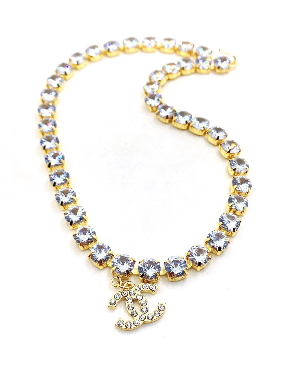 Chanel Crystals Chain 18K Gold Necklace