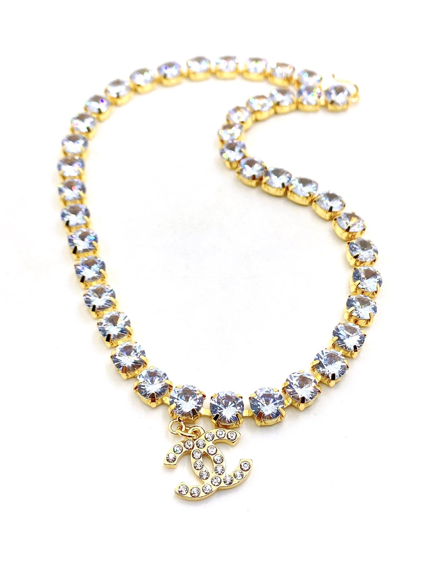 Chanel Crystals Chain 18K Gold Necklace