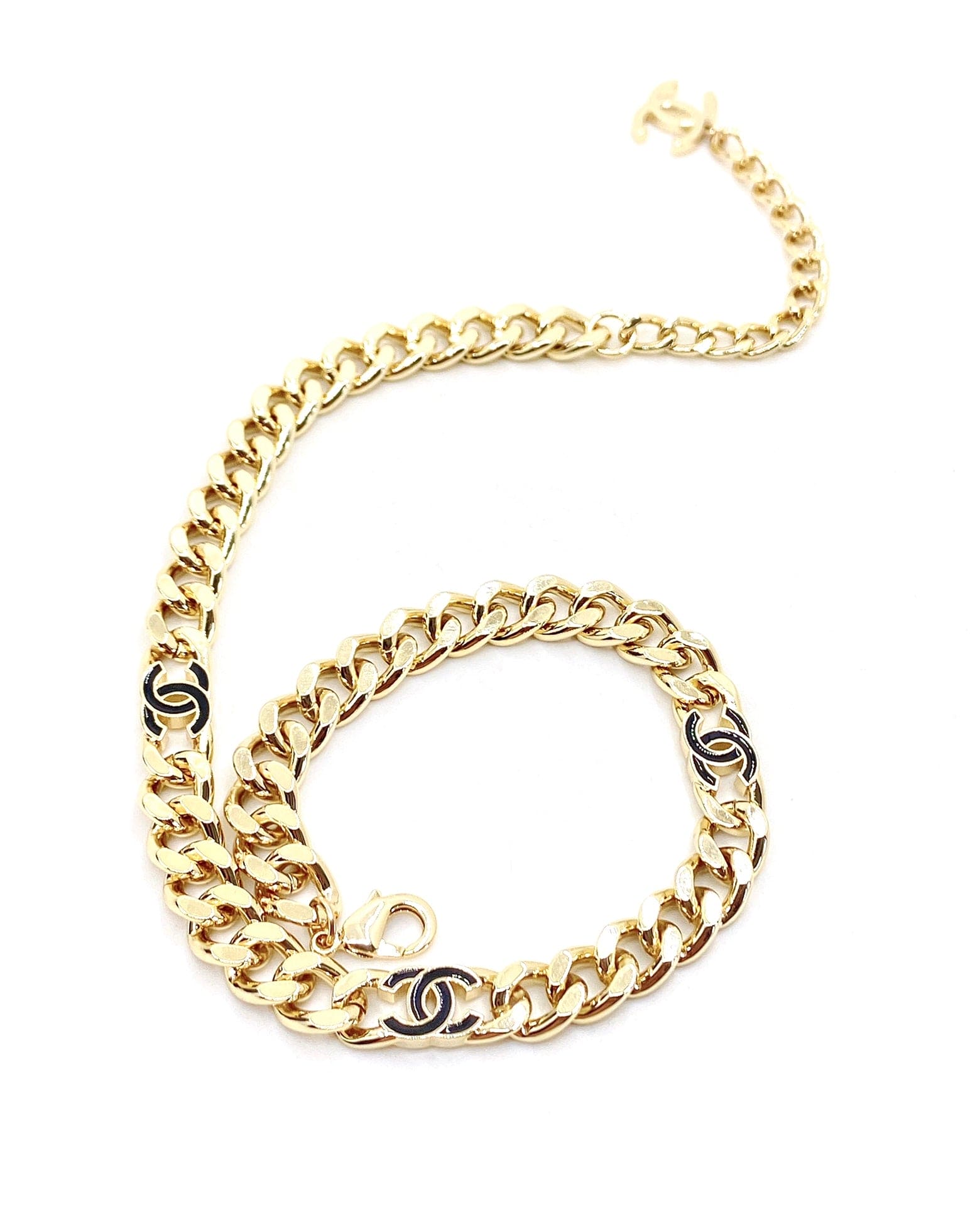 Chanel Black Chain 18K Gold Necklace
