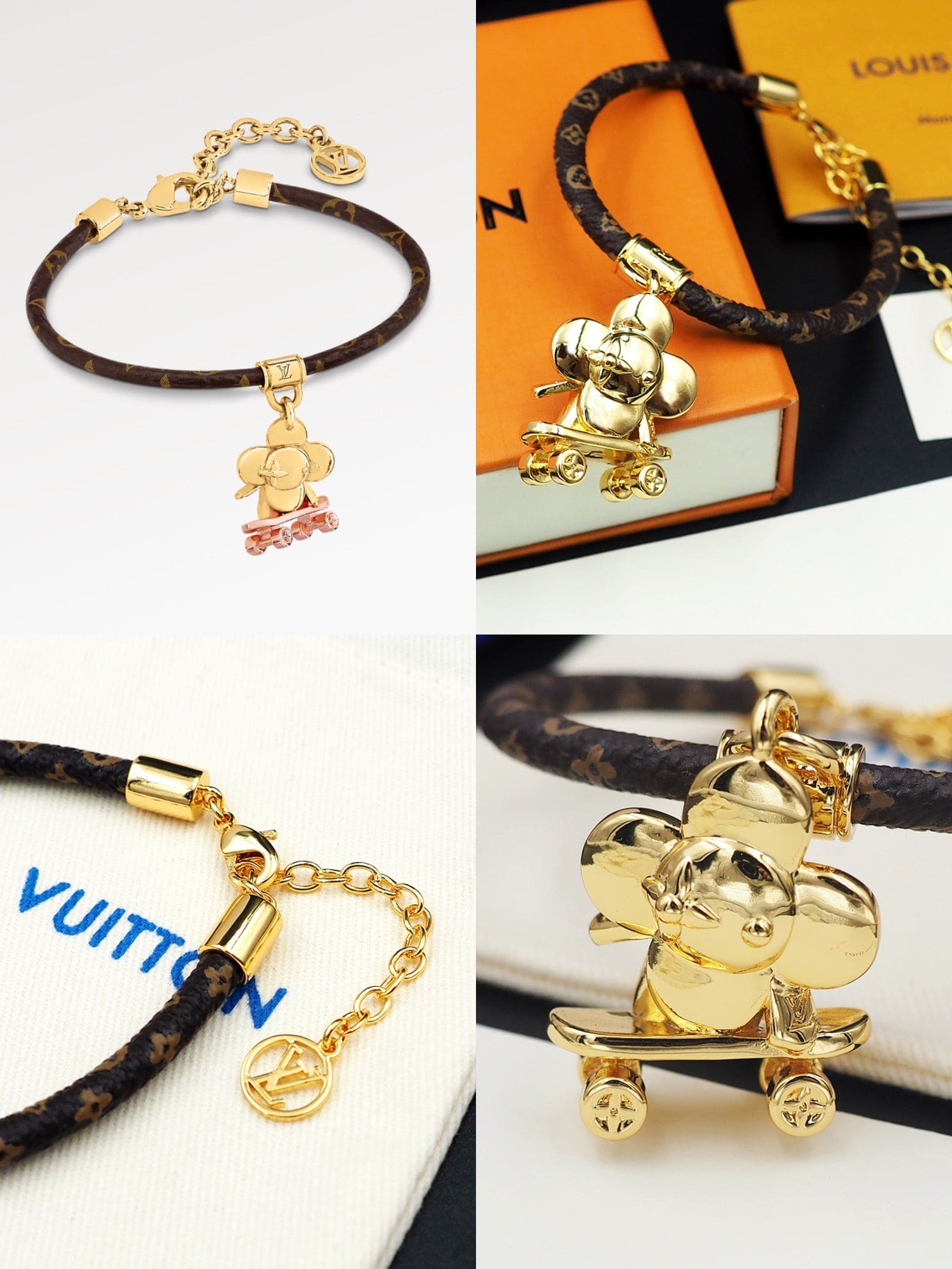 Louis Vuitton VIVIENNE KICK FLIP 18K Gold Bracelet