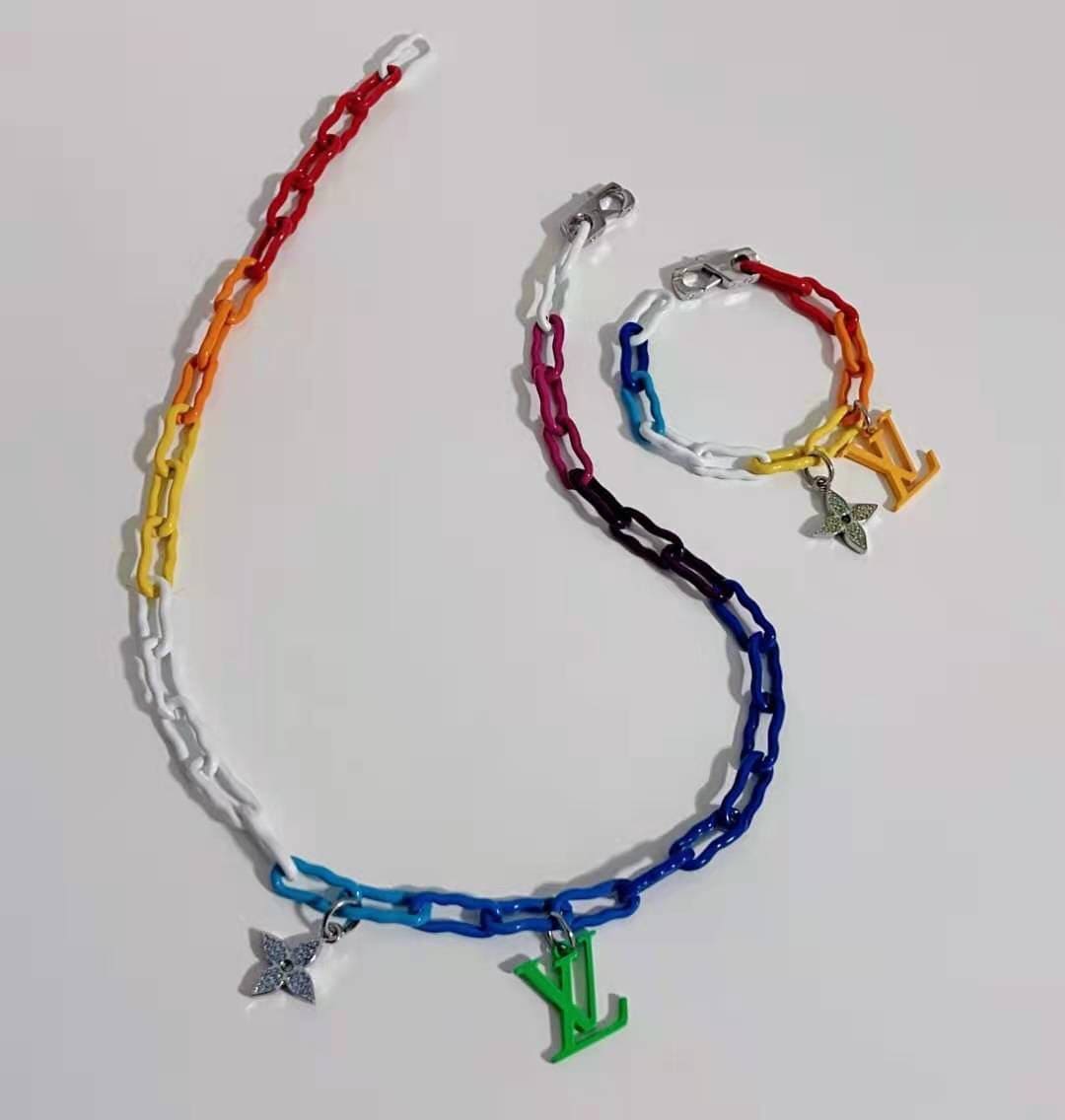 Louis Vuitton Rainbow Ceramic Chain 18K Gold Necklace