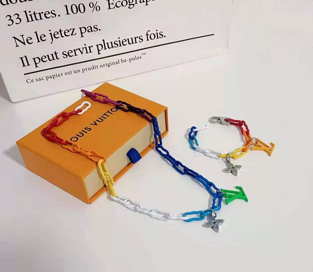 Louis Vuitton Rainbow Ceramic Chain 18K Gold Necklace