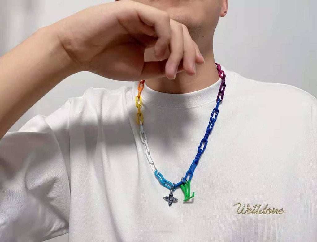 Louis Vuitton Rainbow Ceramic Chain 18K Gold Necklace