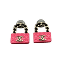 Chanel Classic Pink Bag 18K Gold Earrings