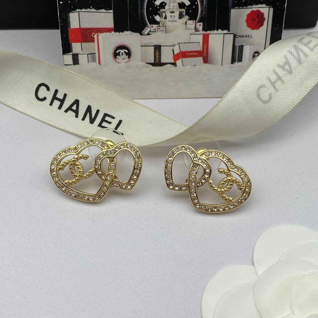 Chanel Heart Diamonds 18K Gold Earrings