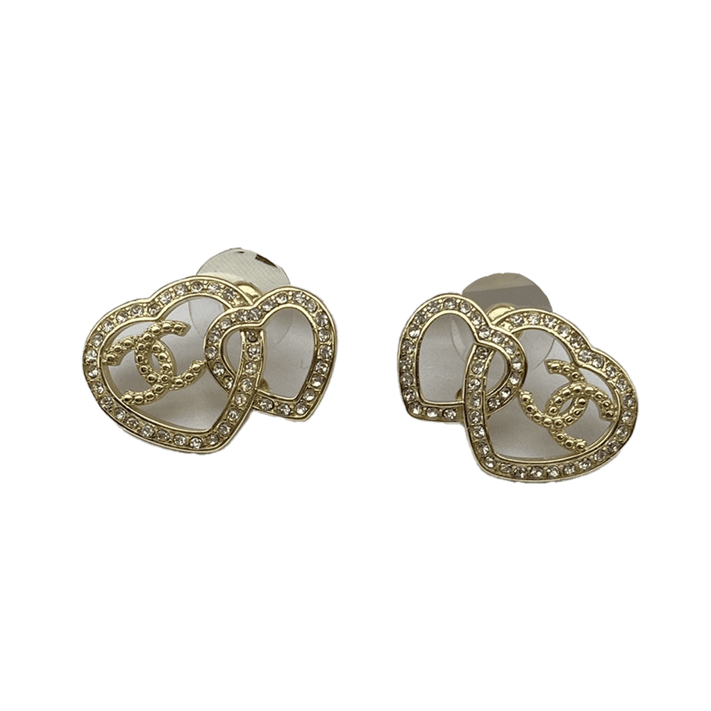 Chanel Heart Diamonds 18K Gold Earrings