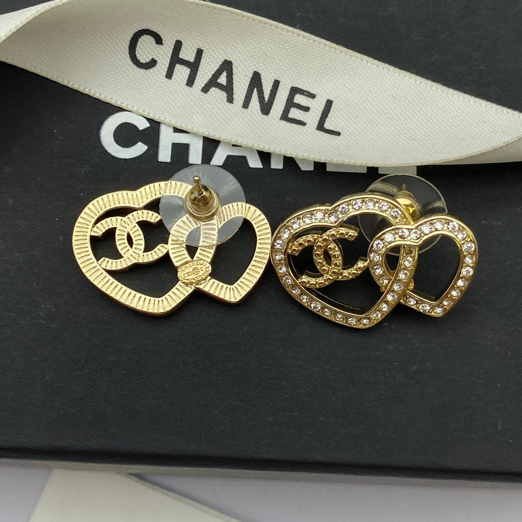 Chanel Heart Diamonds 18K Gold Earrings