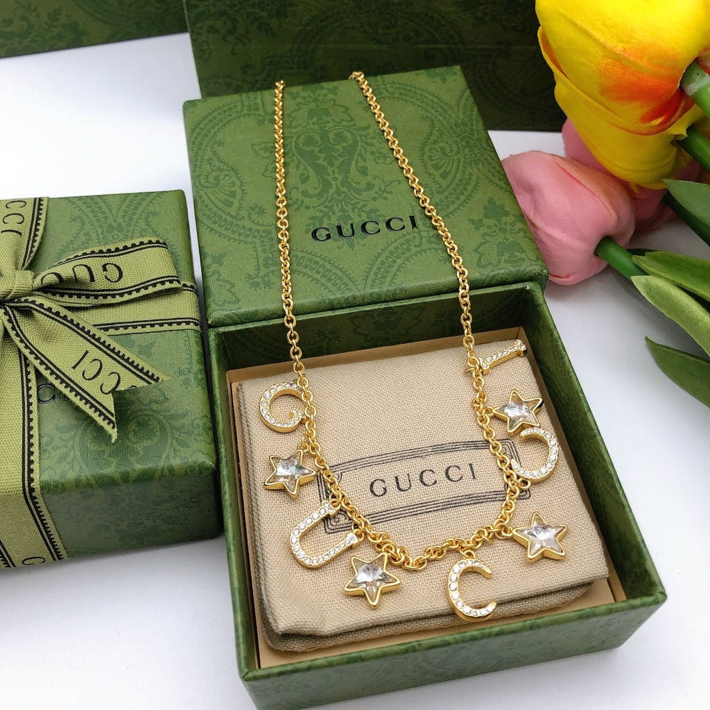 Gucci Double Script 18K Gold Necklace