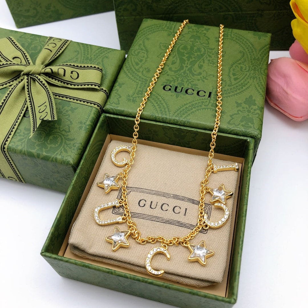 Gucci Double Script 18K Gold Necklace