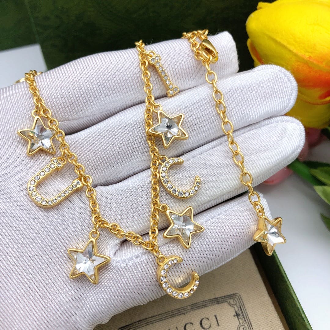 Gucci Double Script 18K Gold Necklace