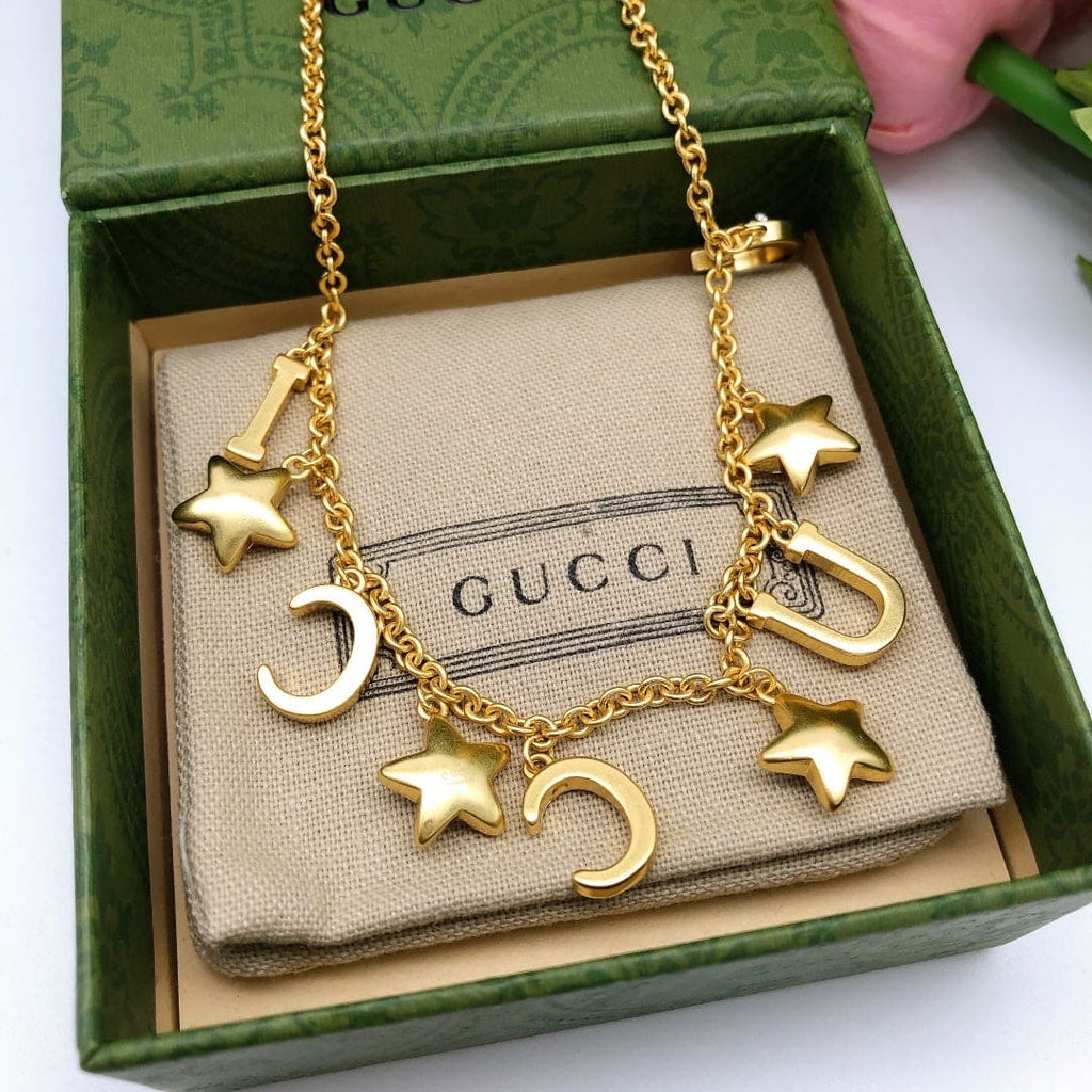 Gucci Double Script 18K Gold Necklace