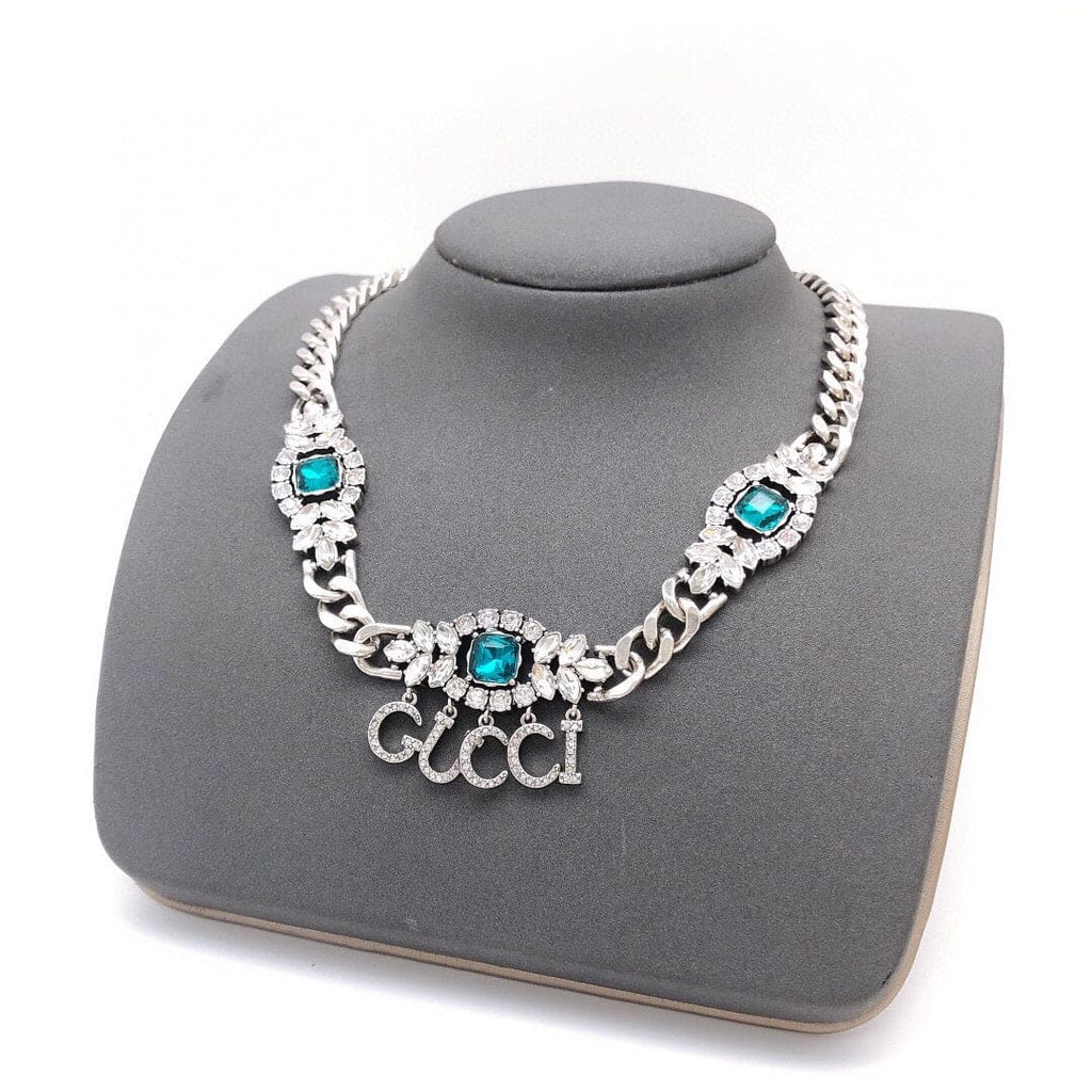 Gucci Double Script Diamonds 18K Gold Necklace