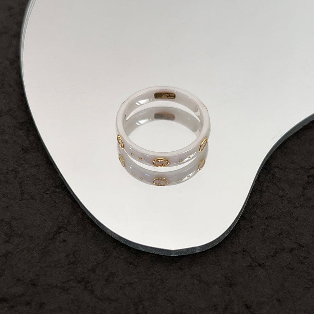 Gucci Double Icon White Zirconia 18K Gold Ring