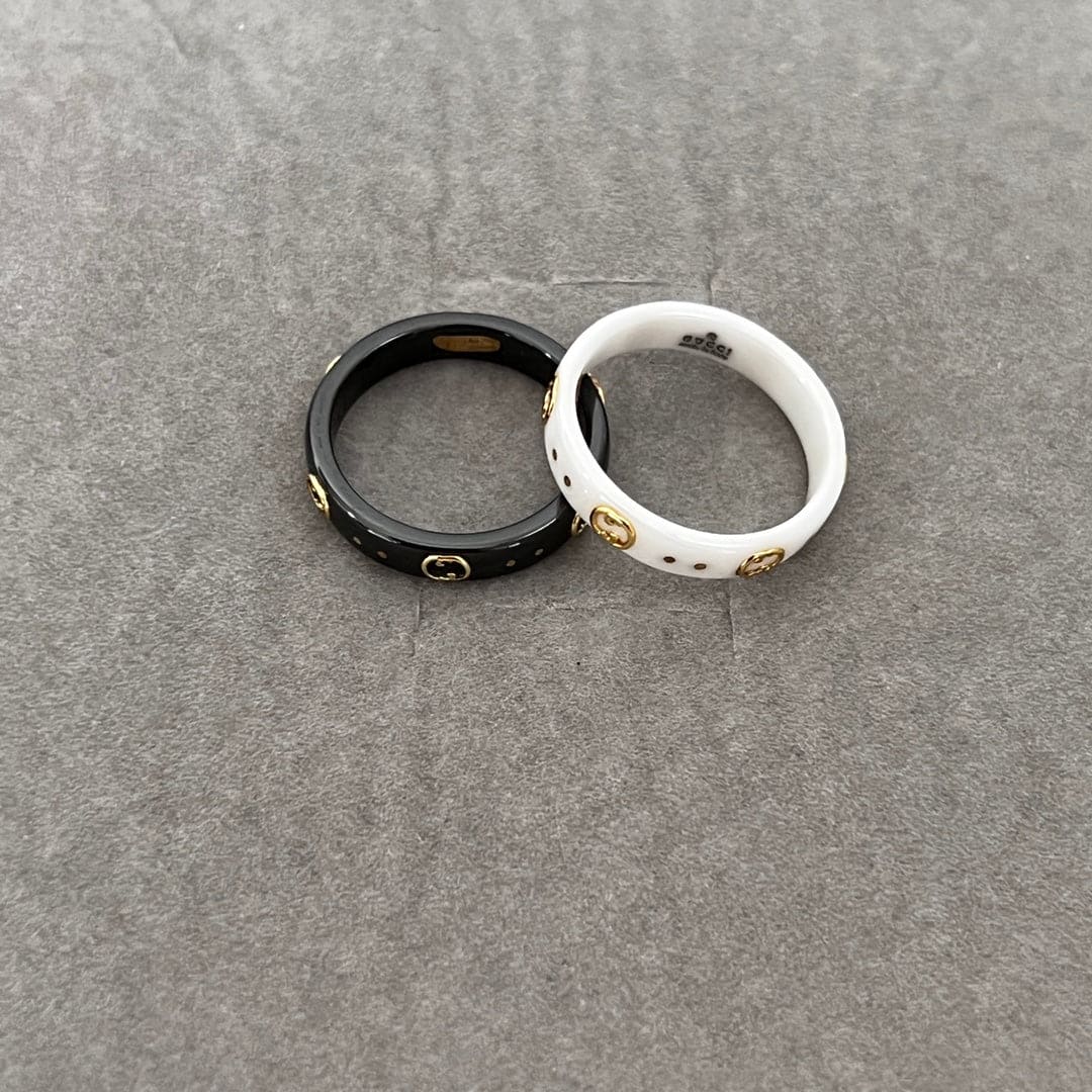 Gucci Double Icon Black Corundum 18K Gold Ring