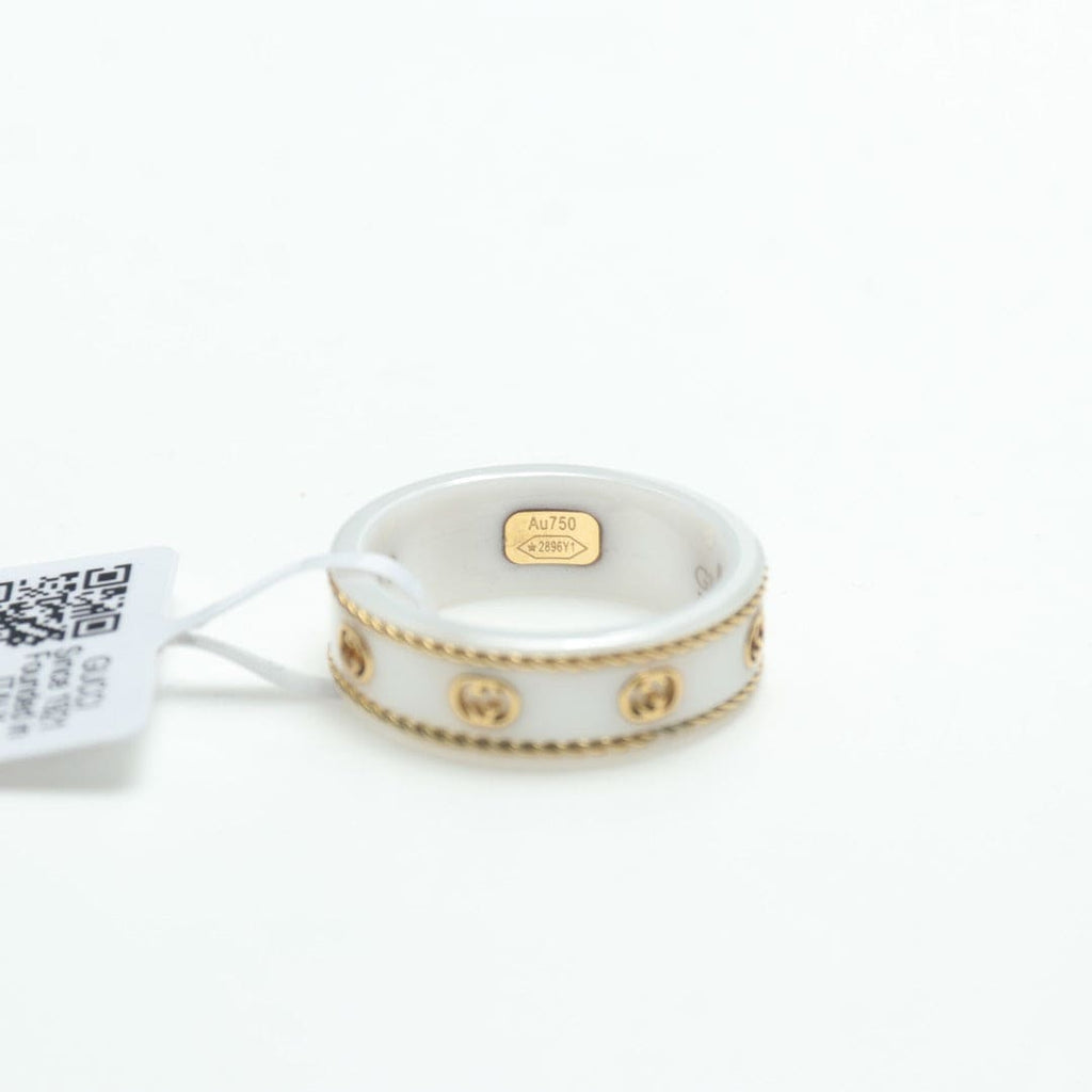 Gucci Double Interlocking Gucci Icon White Zirconia 18K Gold Ring
