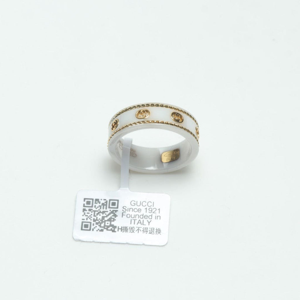 Gucci Double Interlocking Gucci Icon White Zirconia 18K Gold Ring