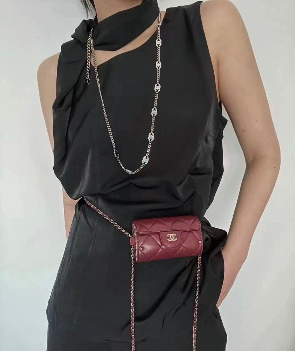 Chanel Crystal Chain Link 18K Gold Necklace