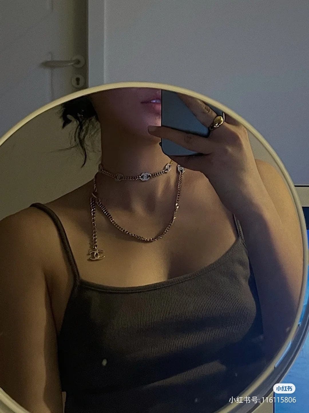 Chanel Crystal Chain Link 18K Gold Necklace