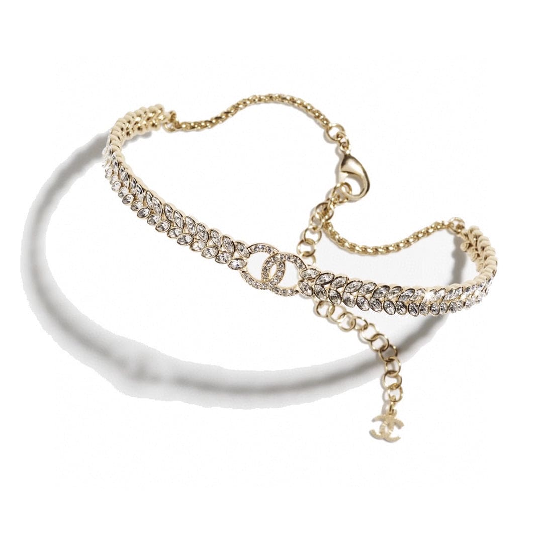 Chanel Chain Choker Diamonds 18K Gold Necklace