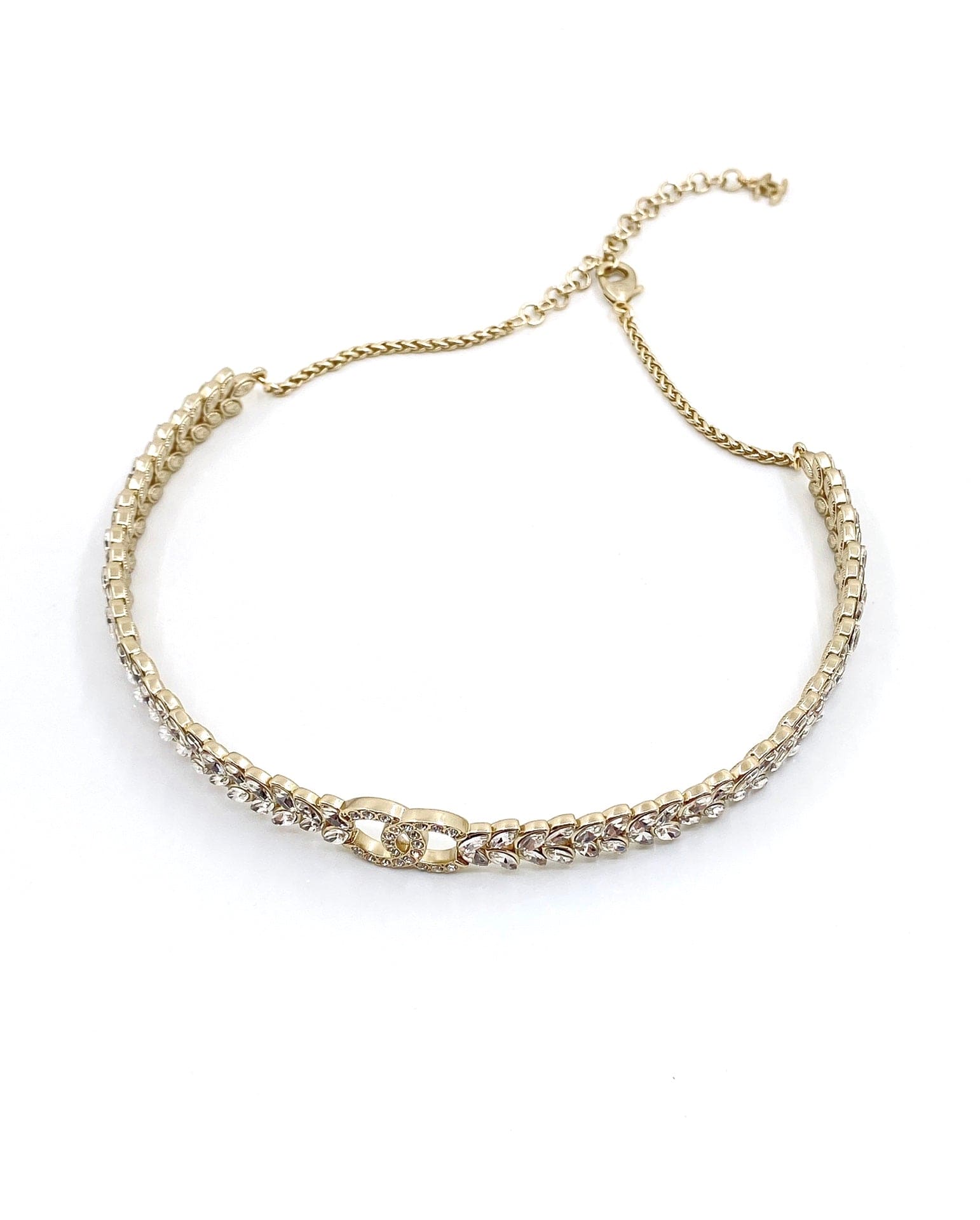 Chanel Chain Choker Diamonds 18K Gold Necklace