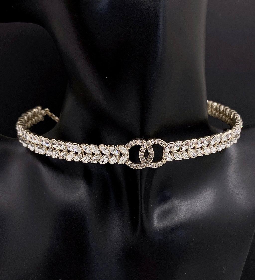 Chanel Chain Choker Diamonds 18K Gold Necklace