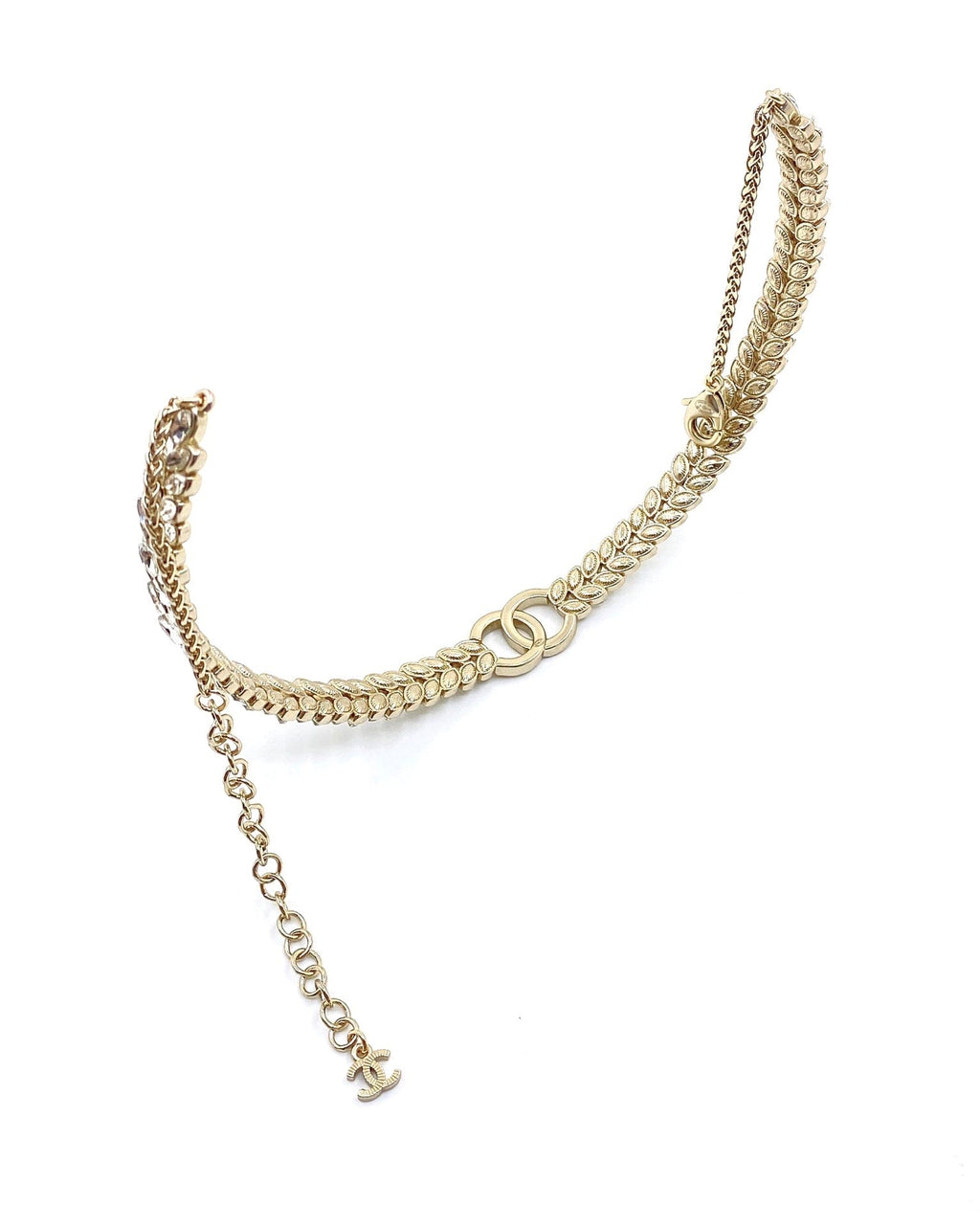 Chanel Chain Choker Diamonds 18K Gold Necklace