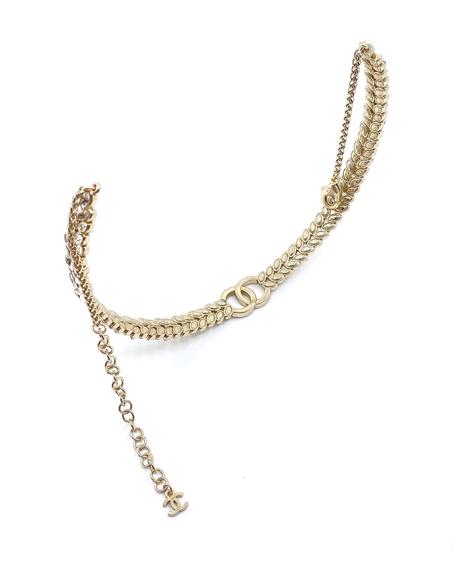 Chanel Chain Choker Diamonds 18K Gold Necklace