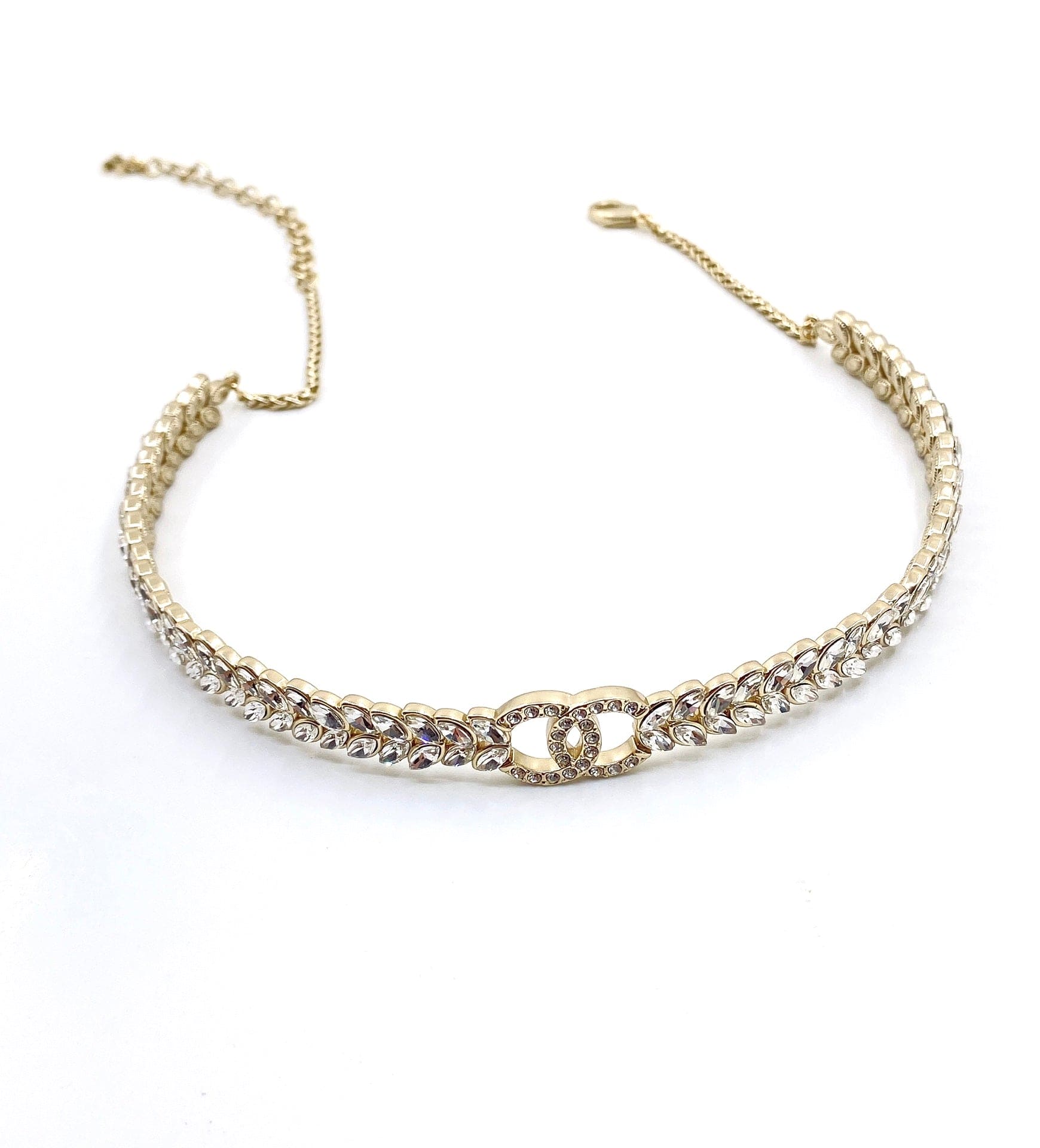 Chanel Chain Choker Diamonds 18K Gold Necklace