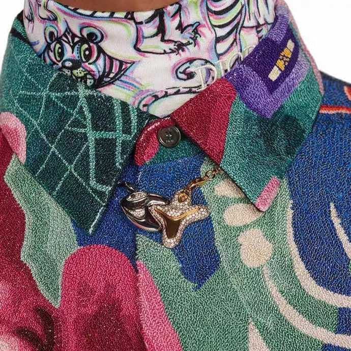Dior Homme x Kenny Scharf Crystal Pendant 18K Gold Necklace