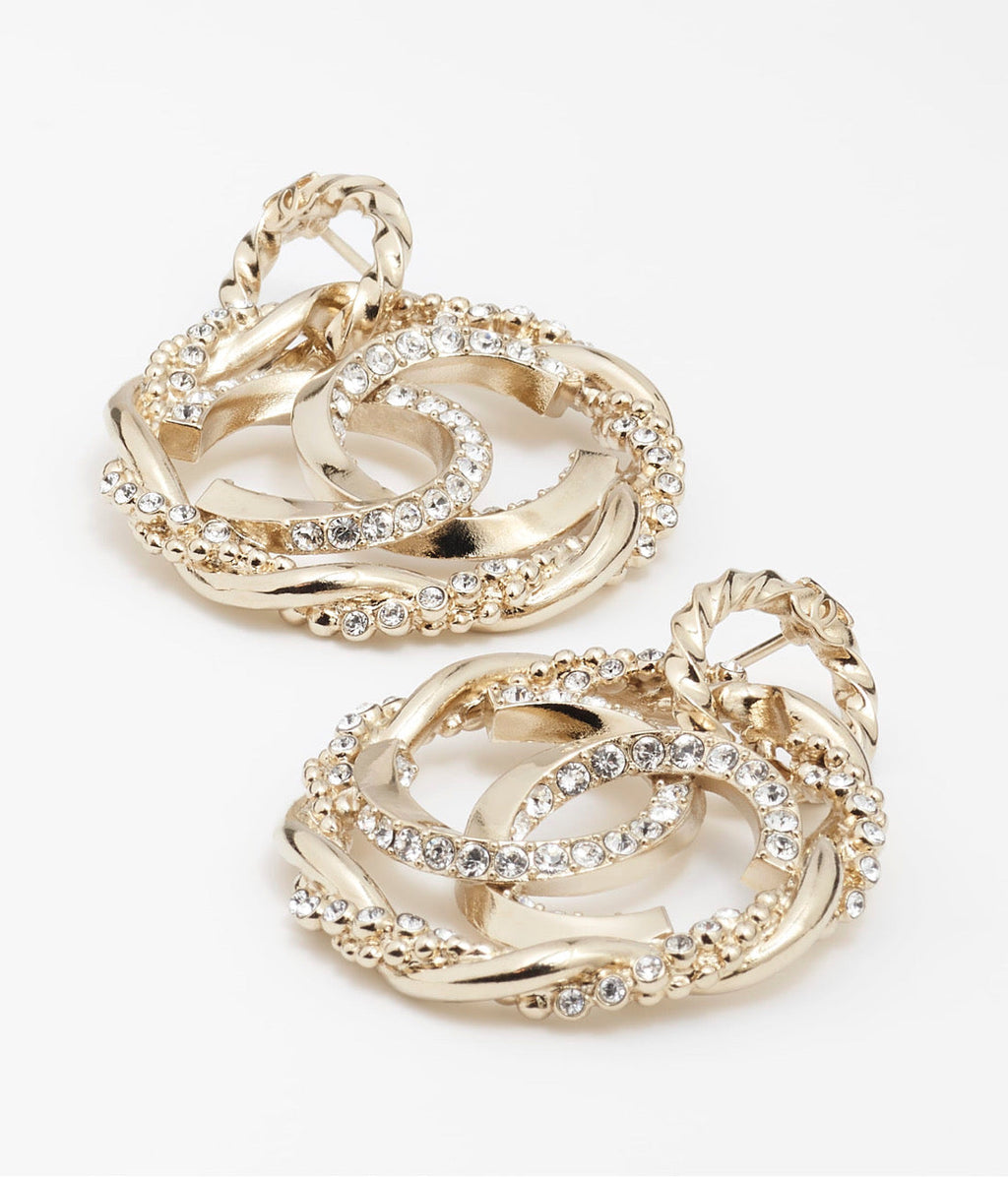 Chanel Round Diamond 18K Gold Earrings