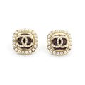Chanel Square Crystal 18K Gold Earrings