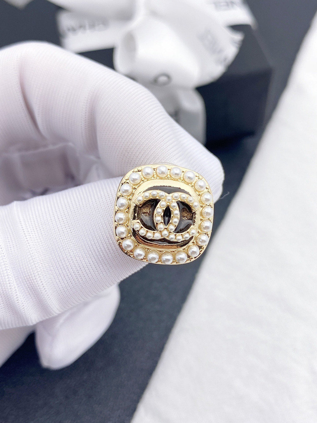 Chanel Square Crystal 18K Gold Earrings