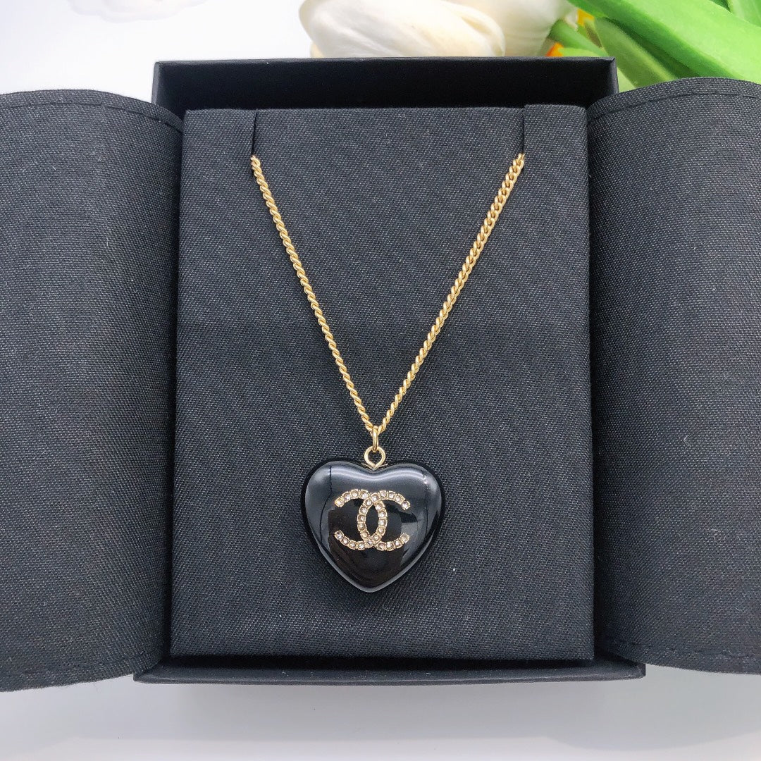 Chanel Black Heart 18K Gold Necklace