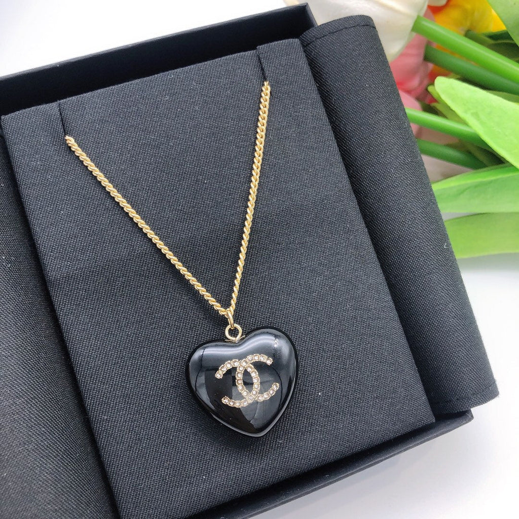 Chanel Black Heart 18K Gold Necklace