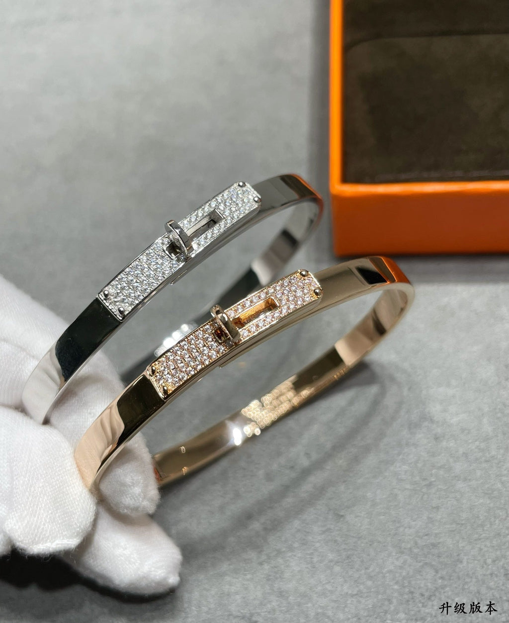 Hermes Kelly Small Model Diamond 18K Gold Bracelet