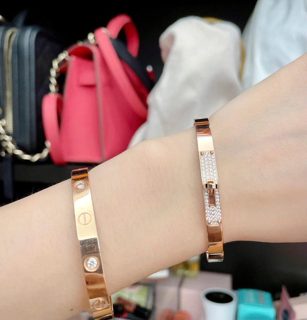 Hermes Kelly Small Model Diamond 18K Gold Bracelet