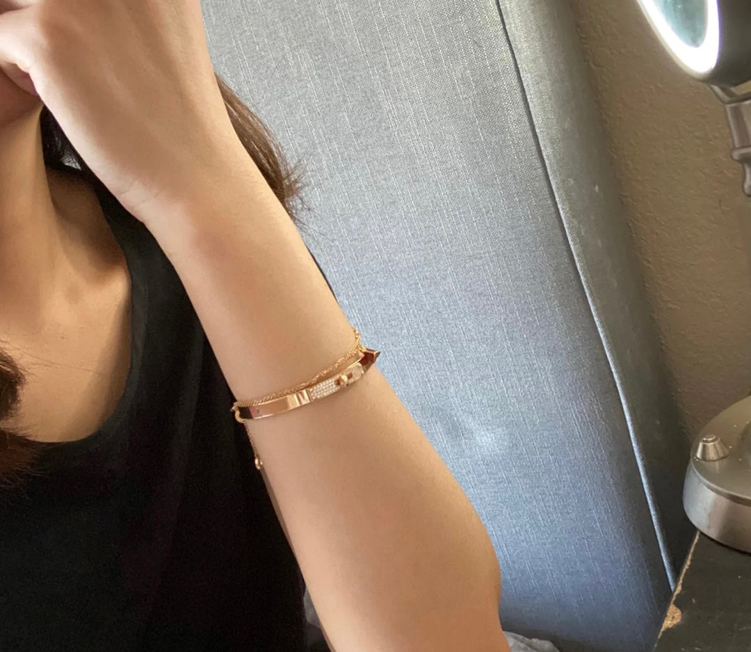 Hermes Kelly Small Model Diamond 18K Gold Bracelet