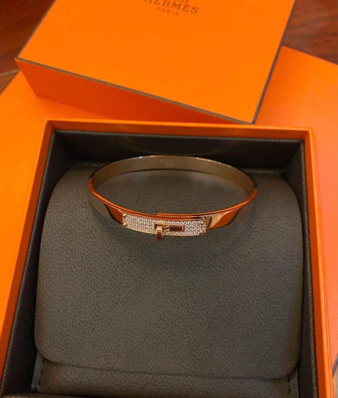 Hermes Kelly Small Model Diamond 18K Gold Bracelet