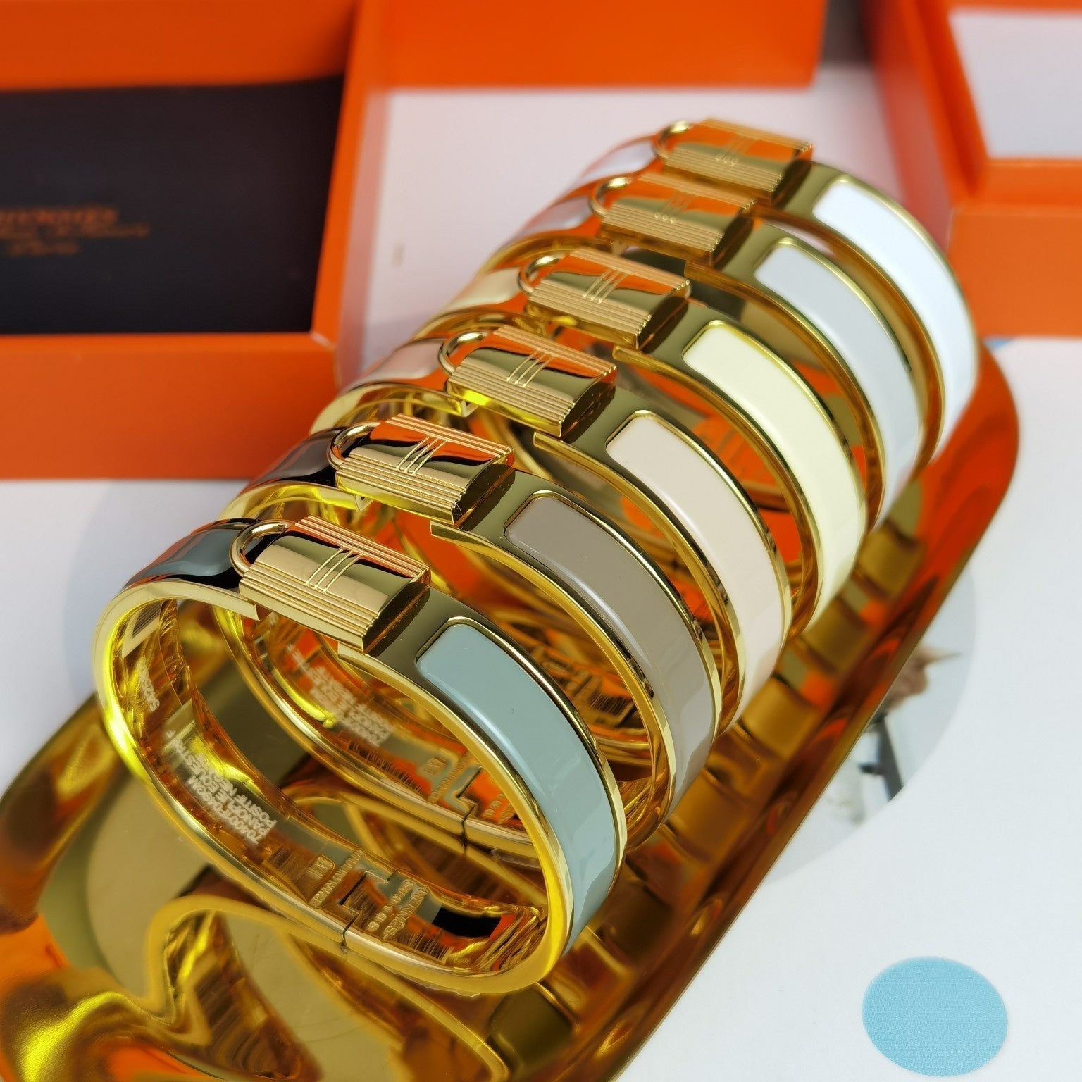 Hermes Clic Cadenas Light Brown 18K Gold Bracelet