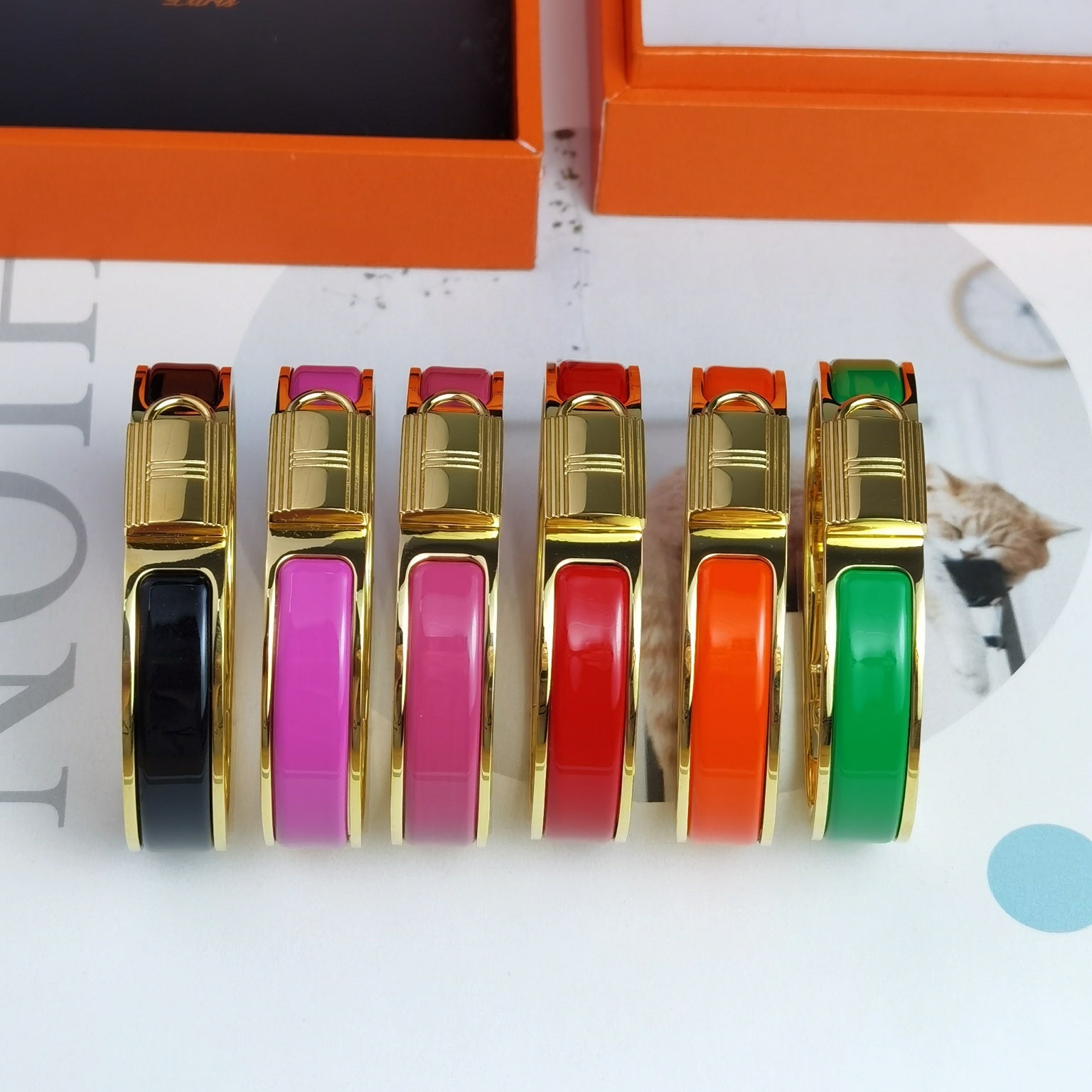 Hermes Clic Cadenas Pink 18K Gold Bracelet