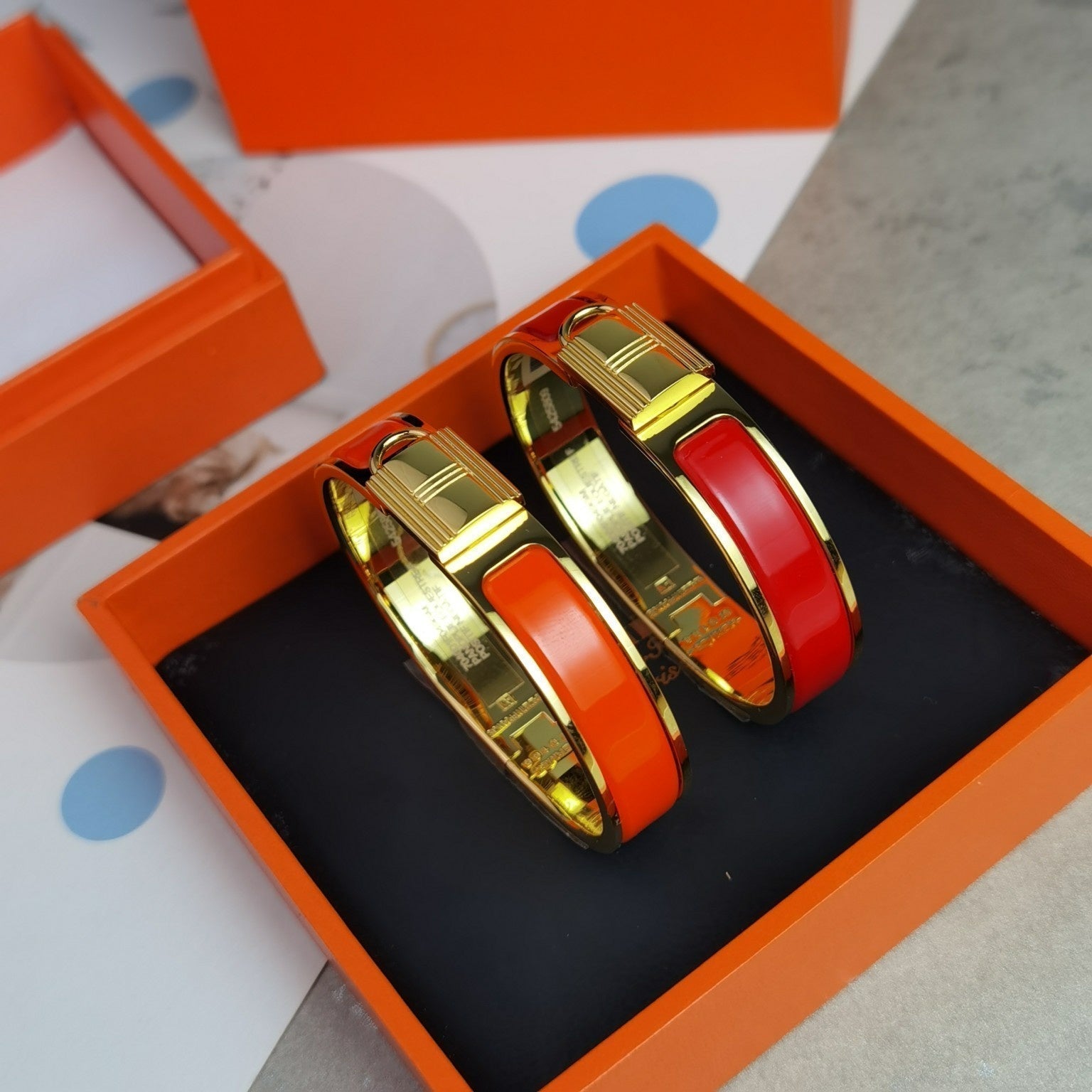 Hermes Clic Cadenas Red 18K Gold Bracelet