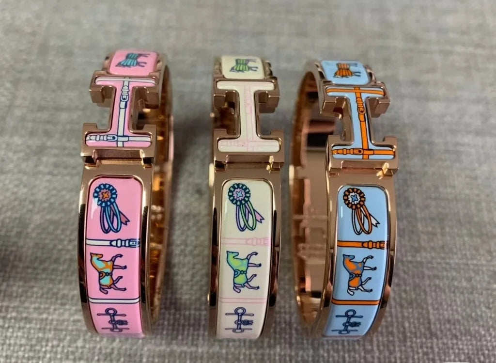 Hermes Clic Couvertures Blue 18K Gold Bracelet