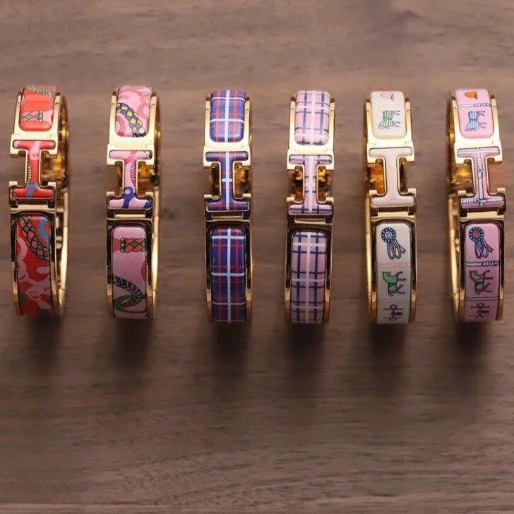 Hermes Clic Panoplie Equestre Pink 18K Gold Bracelet
