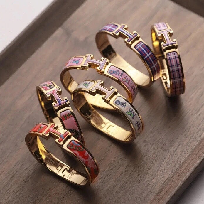 Hermes Clic Panoplie Equestre Red 18K Gold Bracelet
