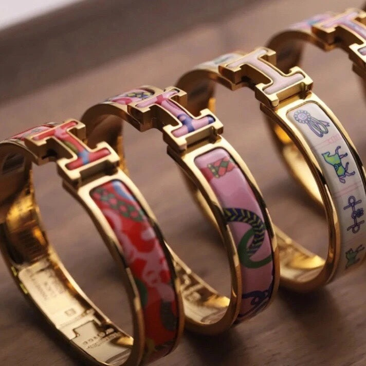 Hermes Clic Panoplie Equestre Red 18K Gold Bracelet