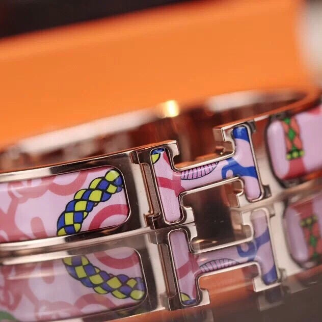 Hermes Clic Panoplie Equestre Pink 18K Gold Bracelet