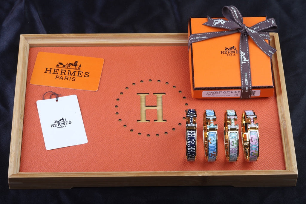 Hermes Clic H Lift Black 18K Gold Bracelet