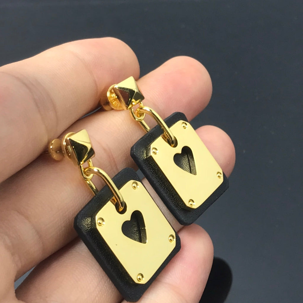 Hermes As De Celine Black 18K Gold Earrings