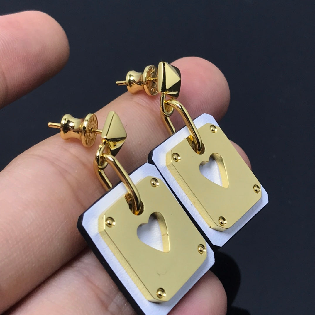 Hermes As De Celine White 18K Gold Earrings