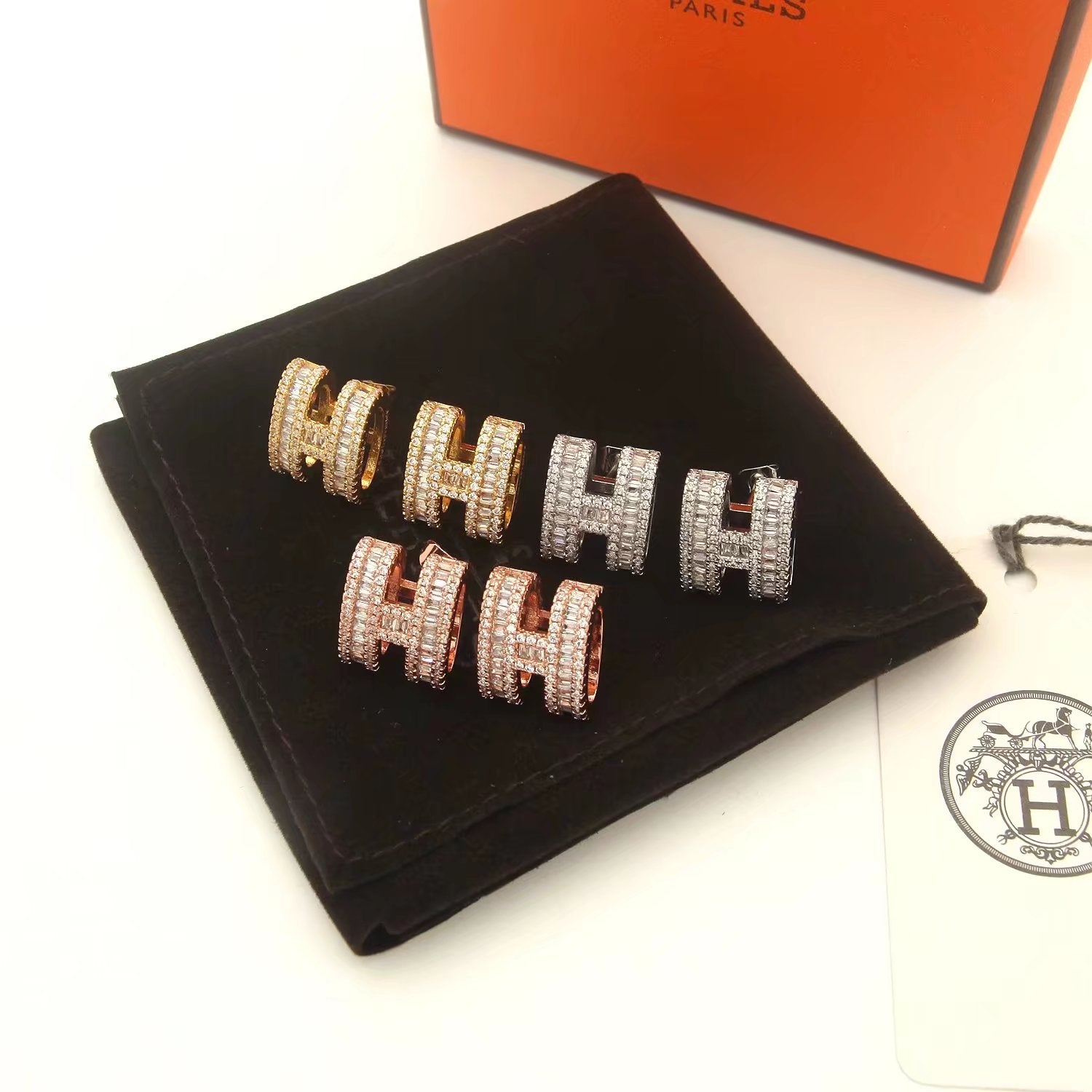 Hermes Pop Diamonds 18K Gold Earrings